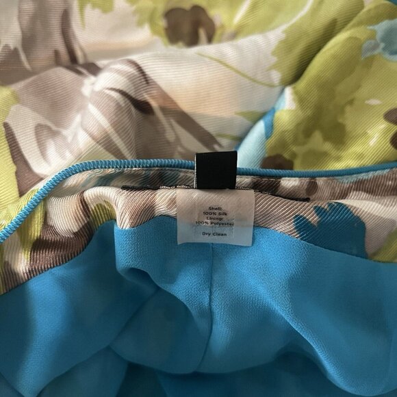 Talbots Silk Skirt Size 12P Petite Green Blue Brown Pleated Side Zipper Lined - Picture 5 of 5